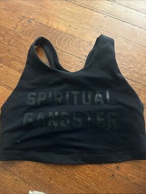 Spiritual Gangster Black Logo Racerback Sports Bra